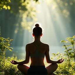 Mujer meditando durante un retiro detox