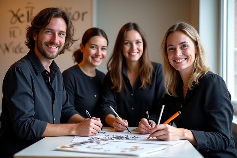 InkWisp Atelier calligraphy experts and educators team in Brussels