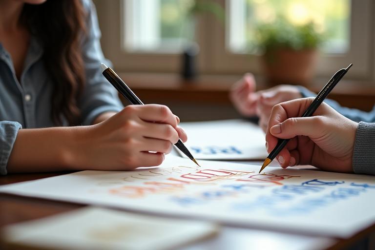 Private calligraphy tutoring session at InkWisp Atelier
